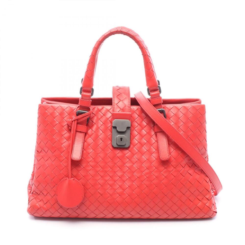 Bottega Veneta Intrecciato Handbag Leather Red